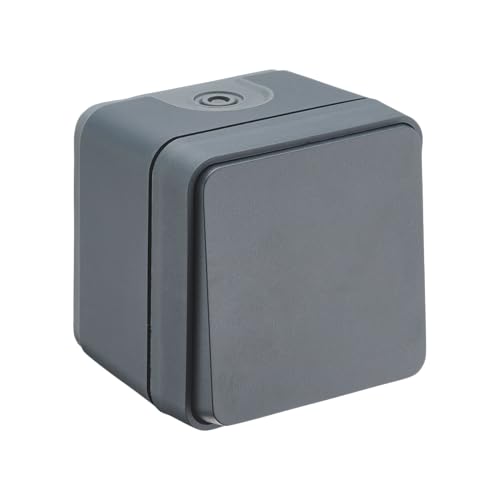 DEBFLEX - Cyklone - Complete Switch - Wall Switch- Waterproof IP55 - Indoor/Outdoor - Surface Installation - Dark Grey - 75 x 75 x 65 mm