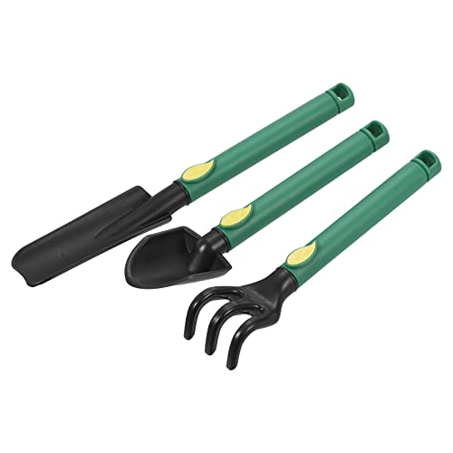 MECCANIXITY Mini Garden Tools Set Plastic Gardening Hand Tools Trowel Rake Spade Kit Home Garden Supplies for Flowers Succulent Transplanting 3Pcs