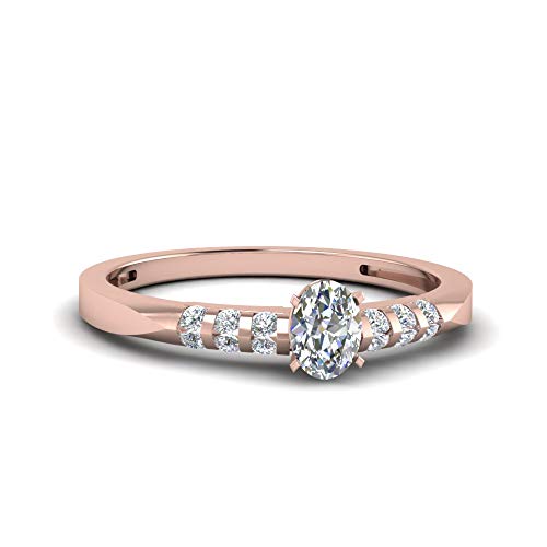 Bague de fiançailles ovale en diamant et plaqué or rose au style prestige