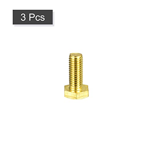 Image of uxcell Brass Hex Bolts, M10x25mm 3pcs Fully Thread Grade 4.8 Solid Brass Hexagon Head Bolt Machine Screws for Machinery