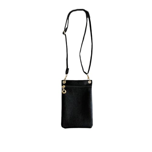 RY EARL Funda de Móvil para Mujer Elegante, Bolso Bandolera de Ecocuero Suave con Correa Ajustable y Desmontable, para Teléfono, Ideal para Compras, Citas, Viajes (Negro)