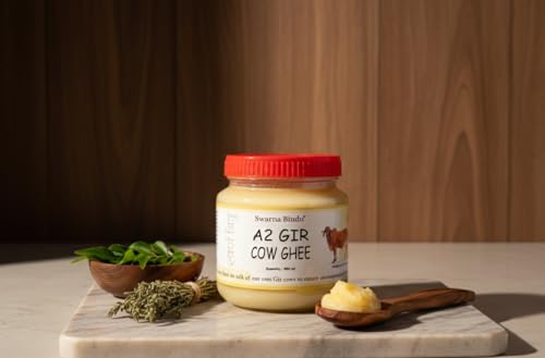 Image of Swarna Bindu A2 Gir Cow Ghee | Bilona Vedic Method | Pure Desi A2 Ghee from Gir Cows | Handmade | Lactose Free | Rich Aroma Nutrition | 500ml Pack of 1