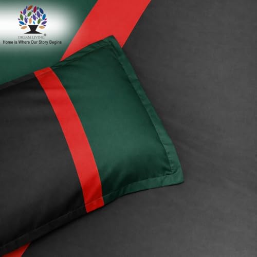Image of Dream Living Ombre Queen Bedsheet with 2 Pillow Covers | 130 GSM | 220x250 Cm | Dark Grey & Green