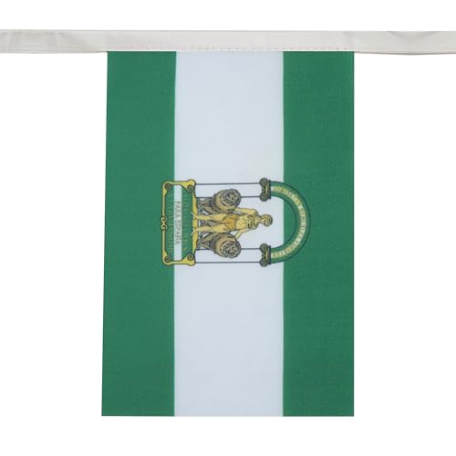Image of AZ FLAG Andalusia 6 meters BUNTING Flag 20 flags 9'' x 6'' - Spanish region of Andalucia STRING flags 15 x 21 cm