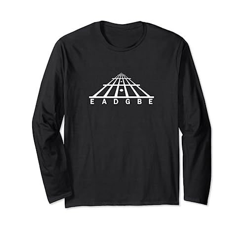 Guitar Fret Neck Strings E A D G B E Music Players Musicians Long Sleeve T-Shirt, Black