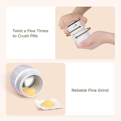 Image of Fullicon Stainless Steel Grinder, Pill Crusher Fine Powder, Black White