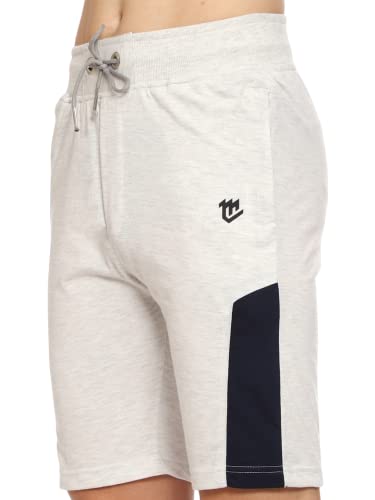 Image of MARK LOUIIS Men's Cotton Blend Shorts with 2 Zipper Pockets + 1 Back Pocket | Lightweight Breathable Casual Shorts | Elastic Waist Comfortable Fit | Multi-Color | M to 7XL