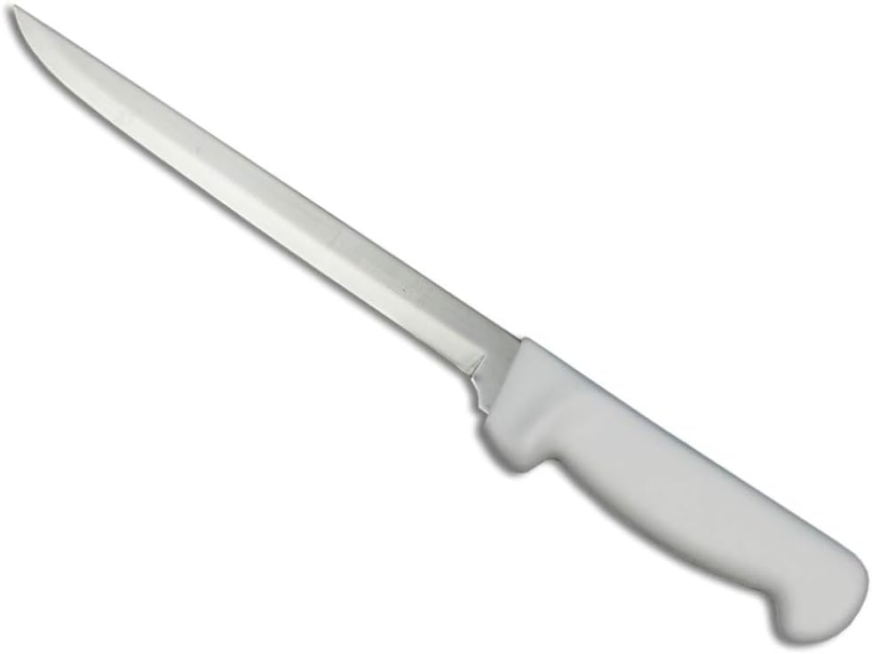 Soro Essentials- 8" Blade High Carbon Steel Narrow Fillet Knife with Polypropylene White Color Handle- Boning Knife Flexible Fillet Knives for Meat Fish Poultry Chicken