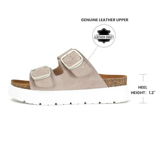 Genuine Leather Platform Sandals for Women Comfortable Summer Beach Slides Sandals with Double Adjustable Buckle2