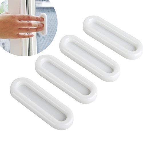 self-Adhesive Paste Open Sliding Door Handles for Interior Doors Glass, Window, Cabinet, Drawer, Wardrobe (White) - 4 Pieces (B0D82MZCNF) Amazon Price History, Amazon Price Tracker