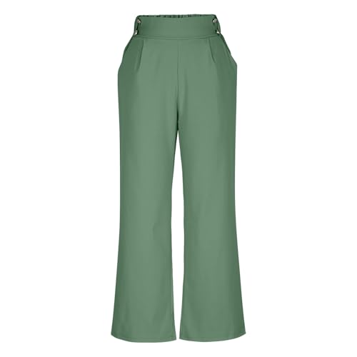 Women's Comfy High Waisted Wide Leg Pants Business Casual Elastic Waist Loose Trendy Solid Color Trousers with Pockets3