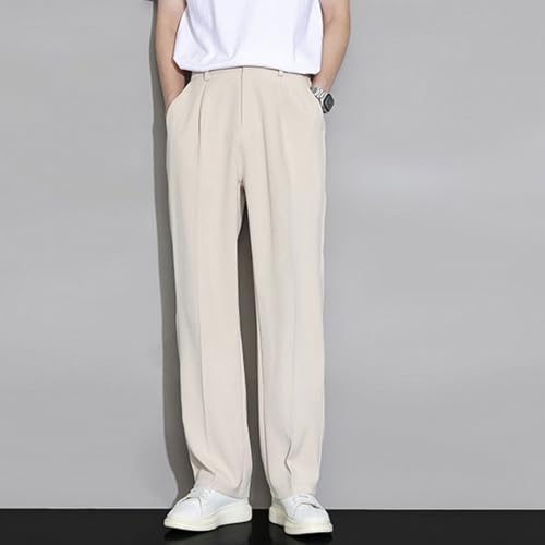Pantalones de pierna ancha para hombre en color sólido con ajuste relajado elegante 6