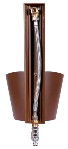 Wandbrunnen für den Garten mit Doppelhahn, 49 x 23 x 26,6 cm, belfer 42/PRS, Taupe