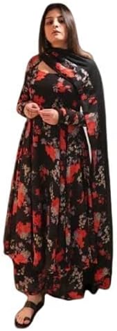 ROYALICA Women's Georgette Kurta (PD 2 XL_Black