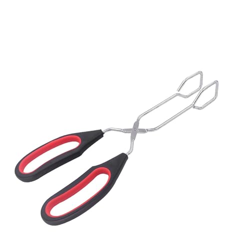 CTWHA Scissor Pliers Multi-Functional Food Clamp 11 Inch Insulated Barbecue Charcoal Clamp Bread Clamp Extended Fire Poker Medium Heavy Duty Plated Scissors Cooking Tongs For Turning Meat Fish