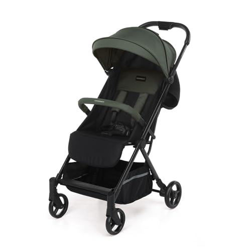 Foppapedretti Passeggino Compatto Voilà, per bambini 0-22 Kg (0-4 anni), Chiusura ad 1 mano, Self-Standing, Schienabile Regolabile, Trasportabile, Porta Oggetti, Telaio in Alluminio, Salvia