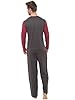 INSIGNIA Mens Pyjama Set Top & Pants Cotton Pjs (Wine -Grey, 3XL) #3