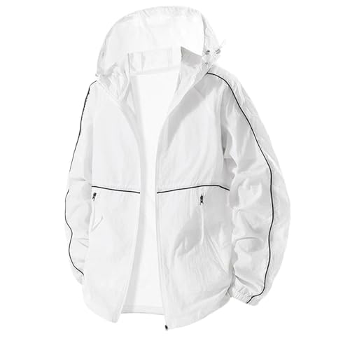 Men's Plus Size Lightweight Trenchcoats Summer Hooded Jacket Thin Breathable Outerwear