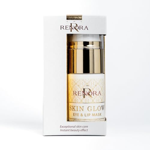 RENORA - Skin Glow, Mascarilla para Ojos y Labios, Signos de Envejecimiento, Piel Fresca y Sana, Aceites de Chía, Argán, Jojoba y Almendras, Ácido Hialurónico, 15 ml