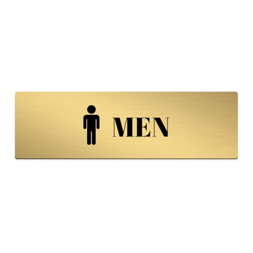 Image of Brushed Silver PVC Office Sign with Double-Sided Tape | Durable 10x3 Inch Signage for Clinics, Malls, Gyms & Hospitals - Available in Silver & Gold (Brushed Gold, Men)