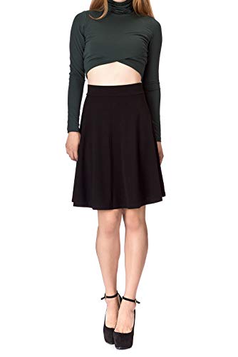 Dani's Choice Simple Stretch A-line Flared Knee Length Skirt4