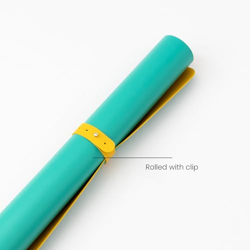 Image of Reversible Desk Mat 90x45 CM - Large Vegan Leather Office Desk Pad | Mouse Pad for Work from Home & Office | Anti-Slip Leather | Waterproof, Splash-Proof Desk Accessories (Sea Green & Yellow)