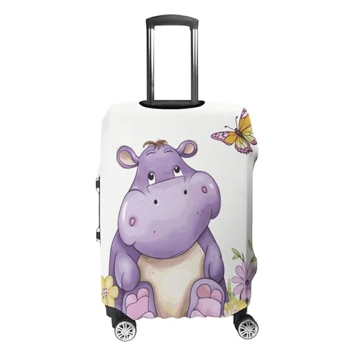 Carry on Luggage Cover Butterfly And Hippo Suitcase Covers for Luggages Tsa Approved Travel Luggage Sleeve Protector Elastic Suitcase Protector Anti-Scratch Washable Fits 19-30 Inch Case -M4