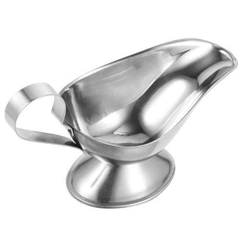 CONGARTENO Stainless Steel Sauce Dispenser Server Gravy Sauce Plate Condiment Boat Gravy Pourer Pot Sauce Serving Boat Cup Gravy Pitcher Restaurant Milk Creamer Jug Sauce Container Silver