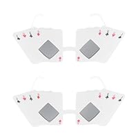 ibasenice 2pcs Poker Themed Funny Party Glasses Novelty Poker Eyewear with Unique Playing Card Design for