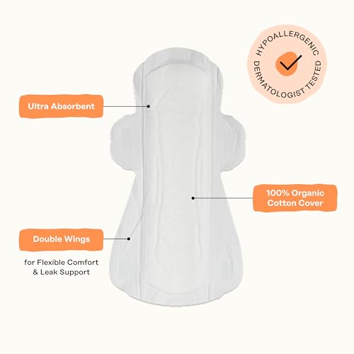 Image of The Honey Pot Company - Sanitary Pads for Women - Non-Herbal Super w /Wings - Organic - Cotton Cover & Ultra-Absorbent Pulp Core - Feminine Care - 16 ct