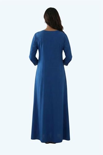 Image of NIHSAMAH Viscose Nighty for Women, Embroidered & Printed Stylish Night Gown, Long Sleeve Comfortable Sleepwear Long Nightwear, Maxi