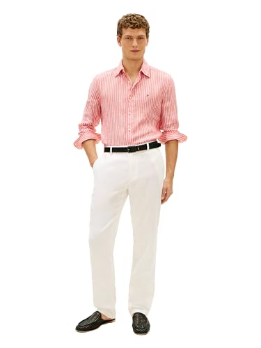 Image of Tommy Hilfiger Men's Long Sleeve Casual Linen Button Down Shirts in Regular Fit