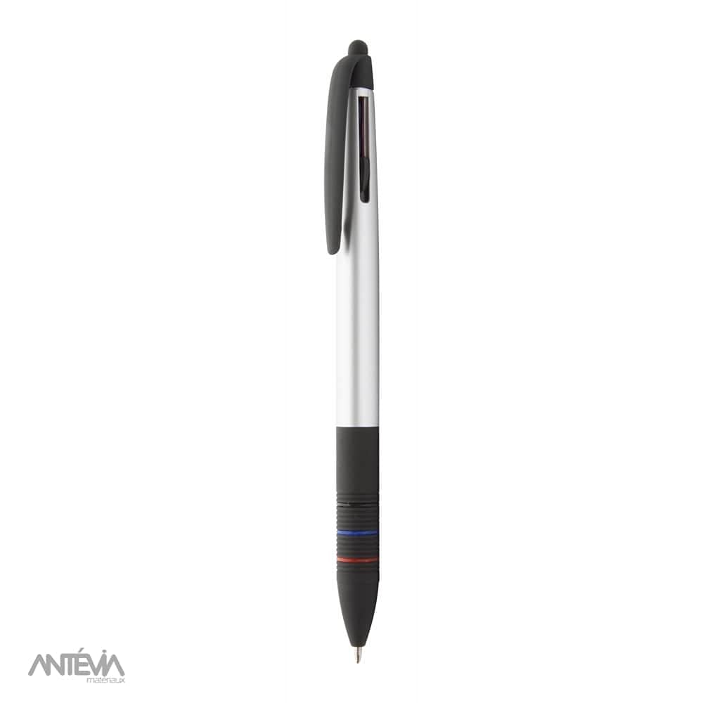ANTEVIA - Lot De 8 Stylos 3 Couleurs Avec Stylet - 30+ Modèles Au Choix - Encre Bleu, Noir, Rouge - Bouton Poussoir