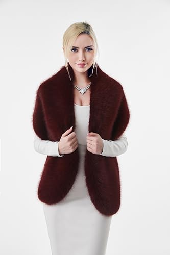 AMTFBY Women's Faux Fur Wrap Cross Shawl For Winter Evening Party Cape2
