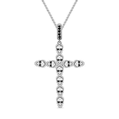 GNOCE Skull Cross Pendant Necklace Sterling Silver King of The Jews Adjustable Length Necklace Halloween Jewelry Gift for Women Men