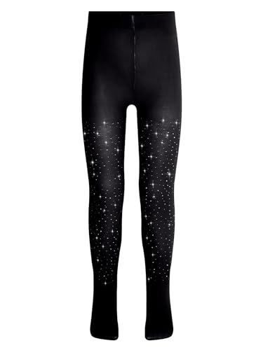 YEAHDOR Kids Girls Glittery Rhinestones Dance Tights Stretchy Footed Leggings Ballet Dance Practice Pantyhose3