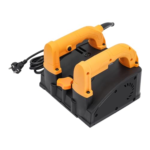 Cepilladora eléctrica, 1200 W, lijadora de pared automática, 4 mm de profundidad, ancho de la pared de 15 cm, cortador lateral de 90°, con maletín de herramientas para cortar cemento, color masilla