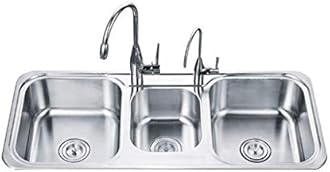 MHBGX Basin Triple Bowl Kitchen Sink Stainless Steel Top Mount, Kitchen Living Room Fixture