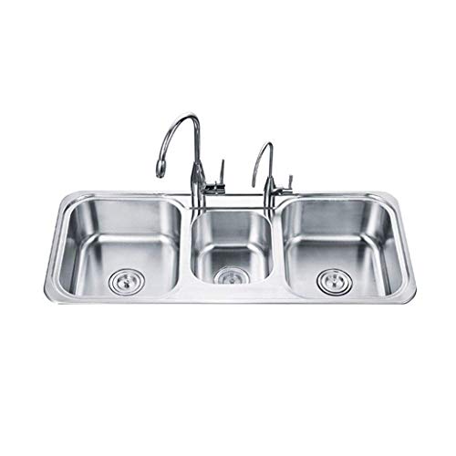 MHBGX Basin Triple Bowl Kitchen Sink Stainless Steel Top Mount, Kitchen Living Room Fixture