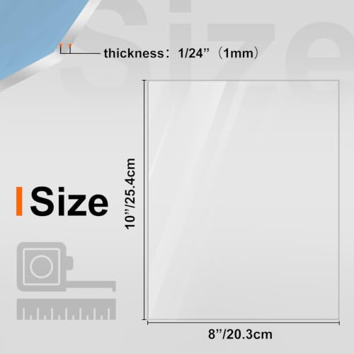 Image of KINLINK 8x10 Plexiglass Sheets 1 /24 inch Thick, 1mm Clear PET Plastic Sheet for DIY Project, Craft, Table Top, Picture Frame, Acrylic Sign and Wedding Invitation 2 Pack