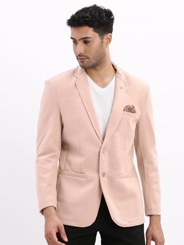 Image of SHOWOFFFF Men Solid Single Breasted Casual Blazer | Notched Lapel Full Sleeves Cotton Blazer for Mens | Slim Fit Regular Length Blazer for Men's