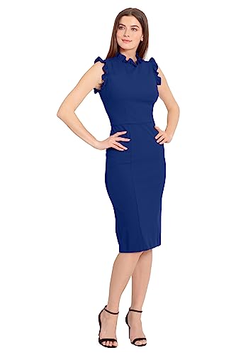 Image of Maggy London Womens Ruffle Neck and Armhole Sheath Dress
