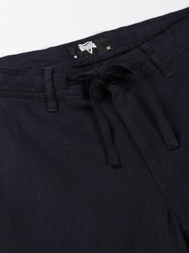 Image of Thomas Scott Men's | Solid | Light Weight | Breathable Fabric | Elasticated Waist | Mid Rise | Regular Fit | Cotton Blend | Button with Drawstring | Chino Trouser | Pants