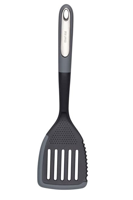 Chef Aid Multi-Function Slotted Turner with Silicone Edge for Scraping Serrated Edge for Slicing with Raised Sections for Stripping and Grinding Surface for Shreading Garlic and Ginger BPA Free - Image 2