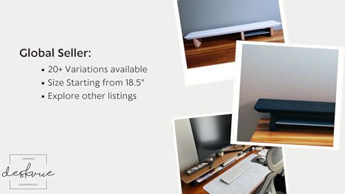 Image of Deskvue 36 inch Single Monitor Desk Shelf | with ONE SMALL Aluminum Under-Shelf | Medium Monitor Riser | Office Desk Storage | Grovemade Inspired | WHITE OAK