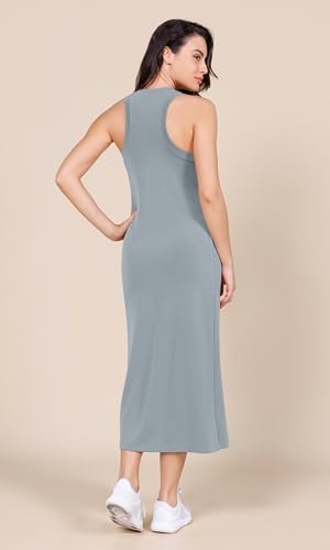 Image of ODODOS Modal Soft Front Split Midi Dress for Women, V Neck Sleeveless Casual Summer Tank Dress