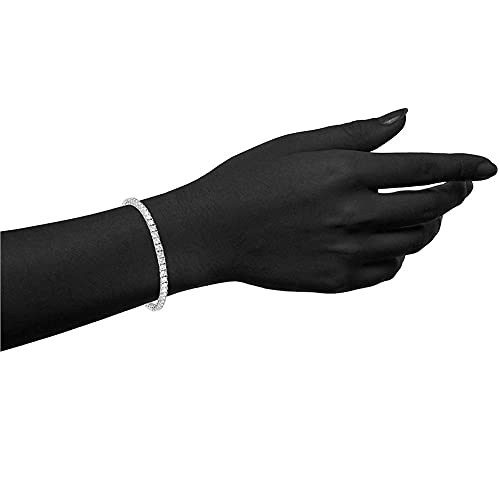 Mdfun 14K White Gold Plated 4.0 Cubic Zirconia Tennis Bracelet For Women And Men（7.5" Tennis Bracelet） #TOP4