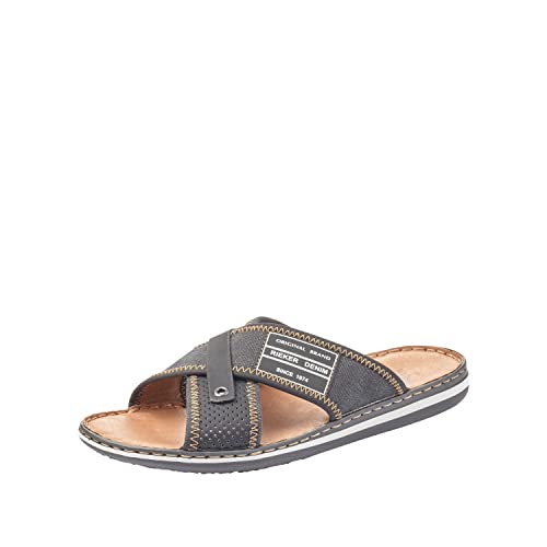 Rieker Herren 21064-01 Pantoletten, Schwarz (Schwarz/Anthrazit 01), 42 EU