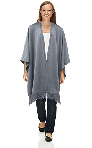 Hanes Women's Fringe Shawl Wrap (Heather Grey)