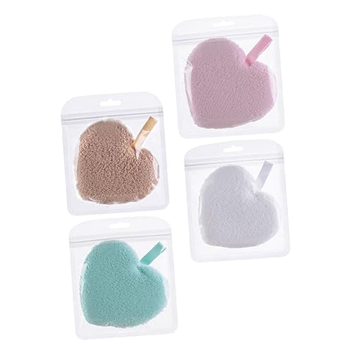 Didiseaon 4 Pièces Éponge Démaquillante Nettoyante pour Visage Éponge à Maquillage Forme de Cœur Lot pour Nettoyage et Exfoliation du Visage